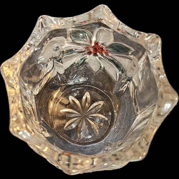 Two Christmas candle holders, one with red poinsettia design and the other Bells - Picture 12 of 15